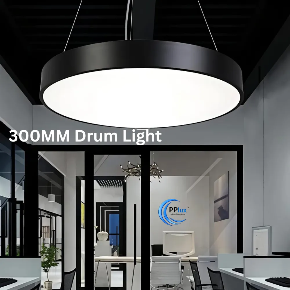 300MM Ring Light (2) Hanging Drum Light Black - Image 1